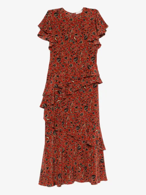 Ulla Johnson Amaia midi-jurk met ruches en bloemenprint