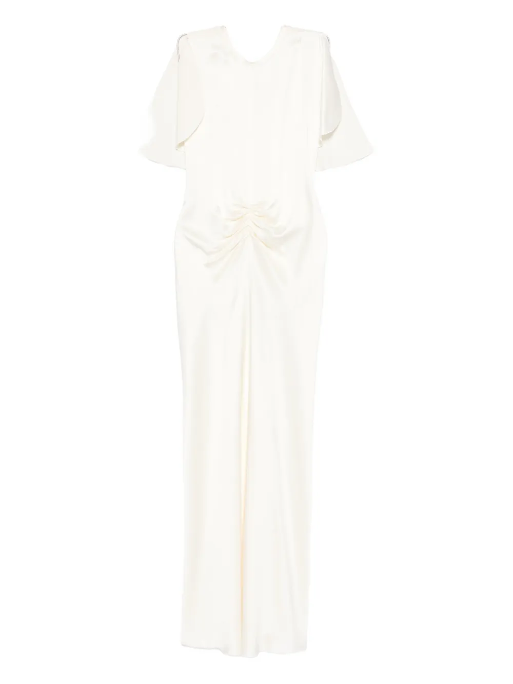 Victoria Beckham short-sleeves ruched dress - Toni neutri