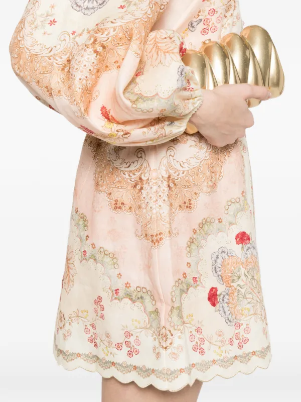knee length dresses for ladies Tulle Ruched Mini Dress ZIMMERMANN Rosa