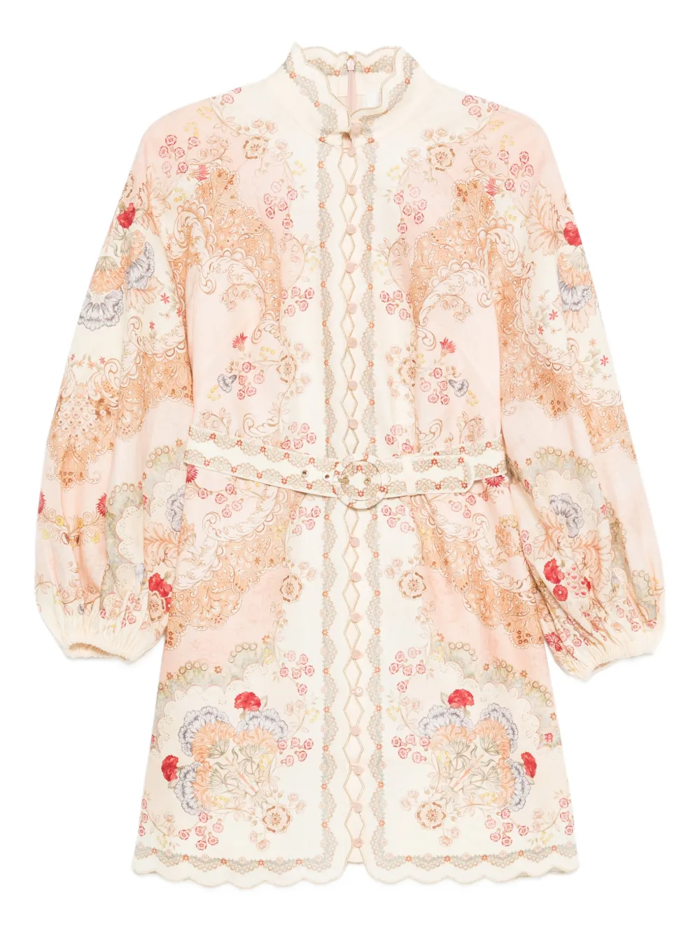 ZIMMERMANN Daylight floral-pattern belted mini dress - Toni neutri