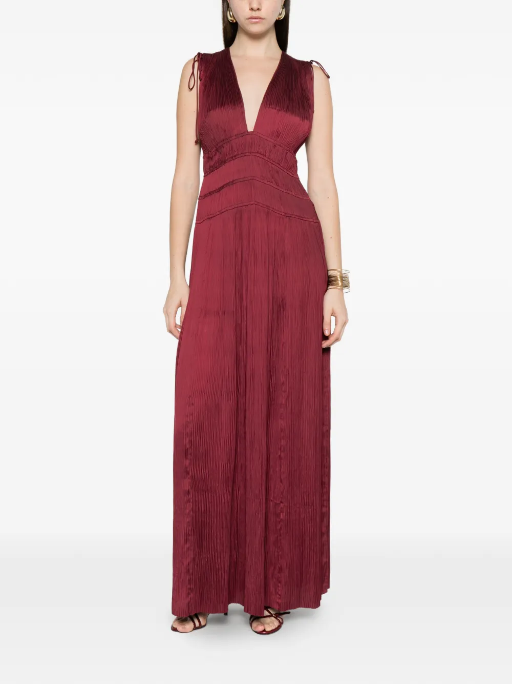Ulla Johnson Tasneem V-neck tie-shoulder maxi dress - Rood