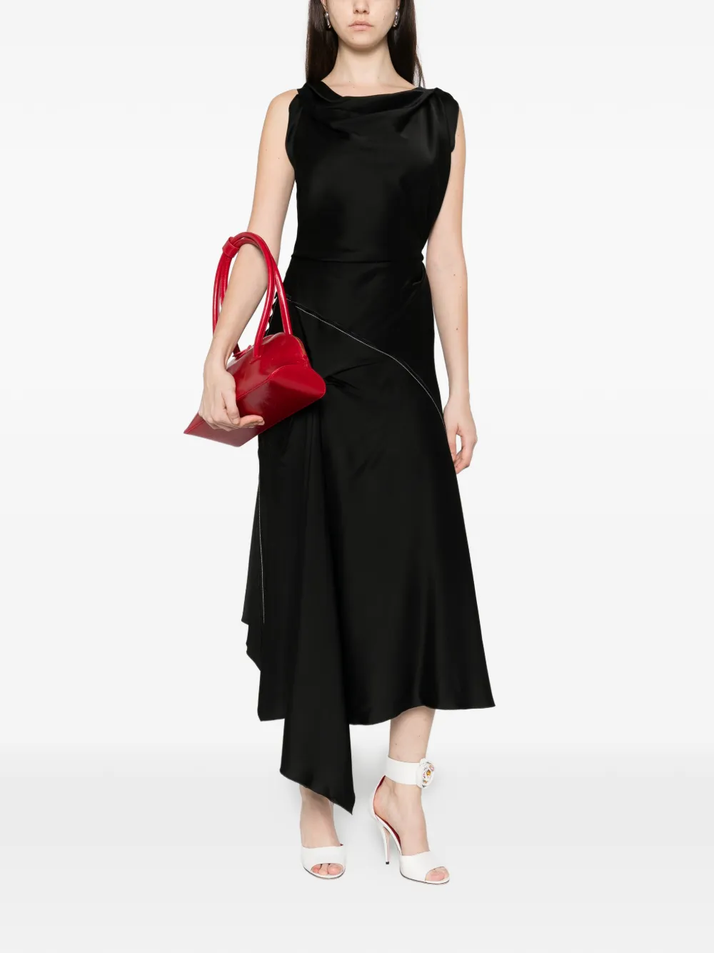 Victoria Beckham cowl-neck asymmetric dress - Zwart