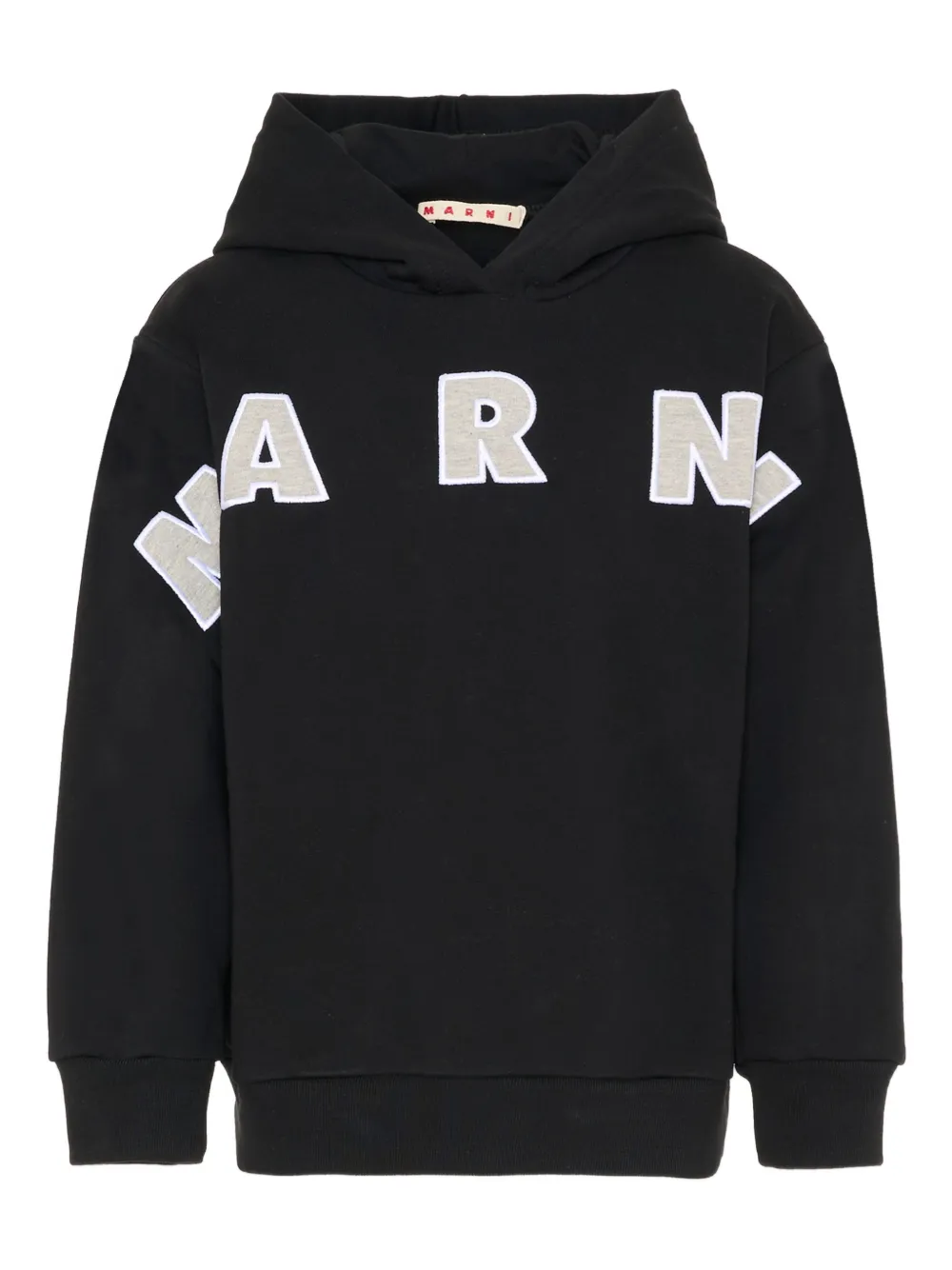 Marni Kids logo-patch cotton hoodie - Nero