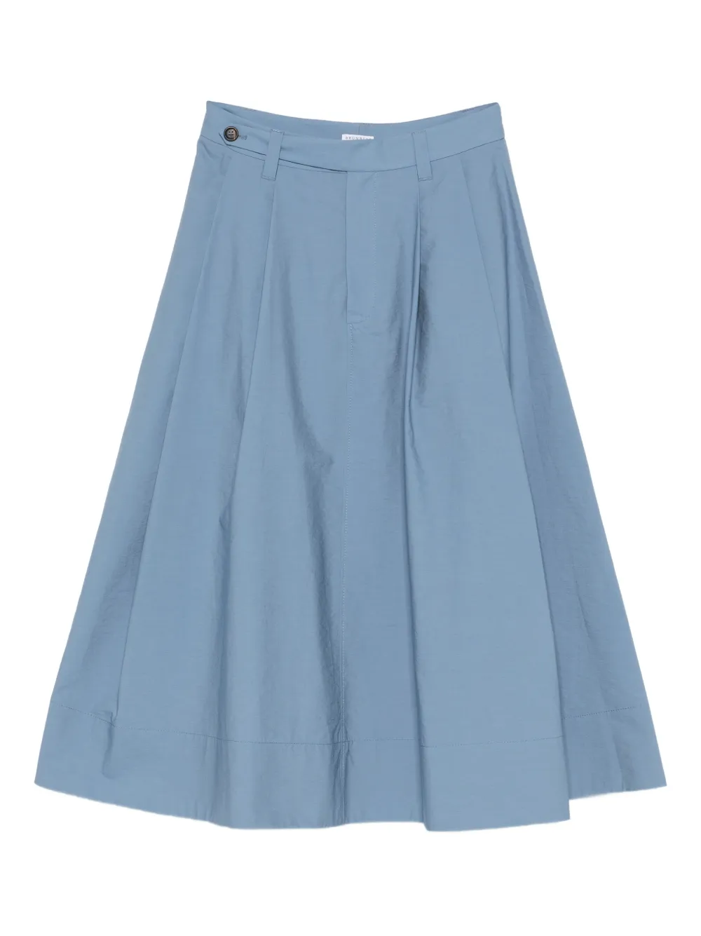 Brunello Cucinelli Pleated Cotton Skirt In Blue