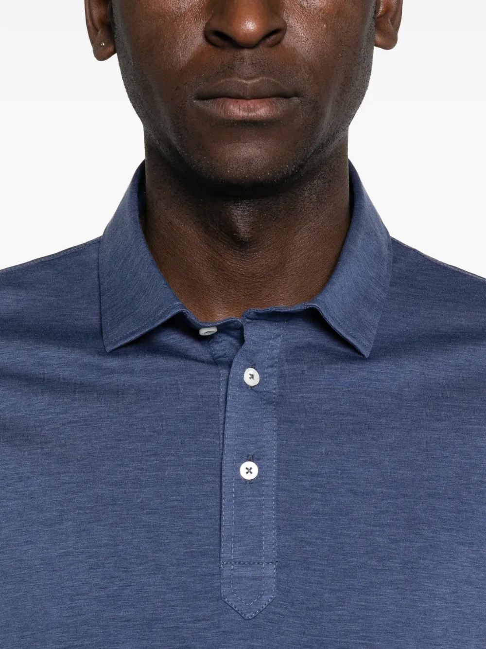 Brunello Cucinelli Poloshirt met knoop afwerking Blauw