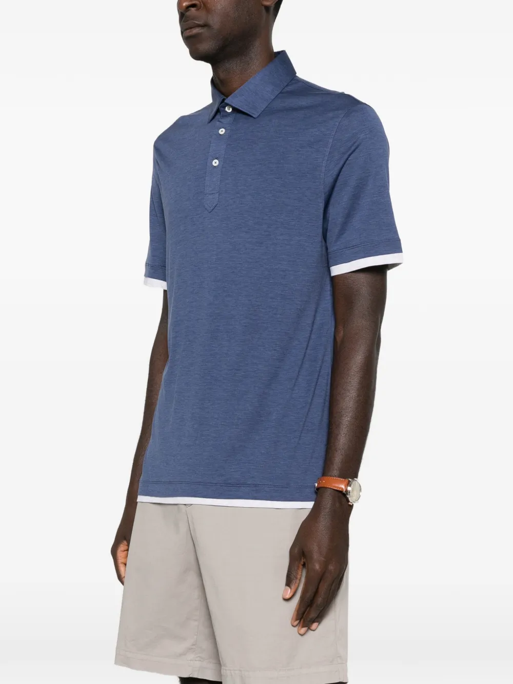 Brunello Cucinelli Poloshirt met knoop afwerking Blauw