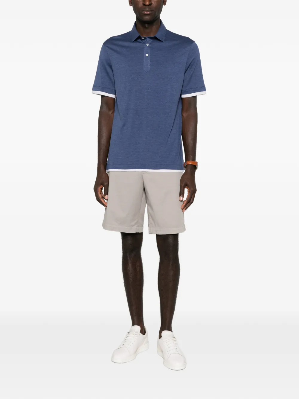 Brunello Cucinelli button trim polo shirt - Blauw