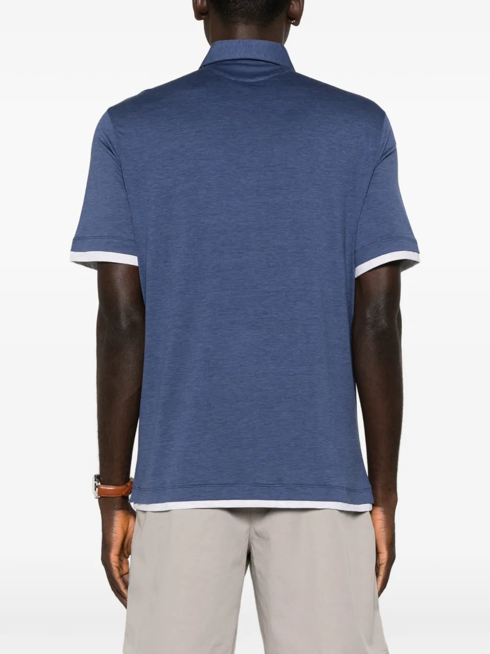 Brunello Cucinelli Poloshirt met knoop afwerking Blauw