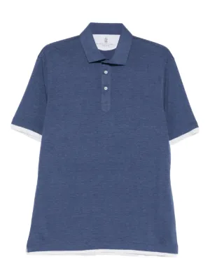 Brunello Cucinelli logo-print Polo Shirt | Blue | FARFETCH CA