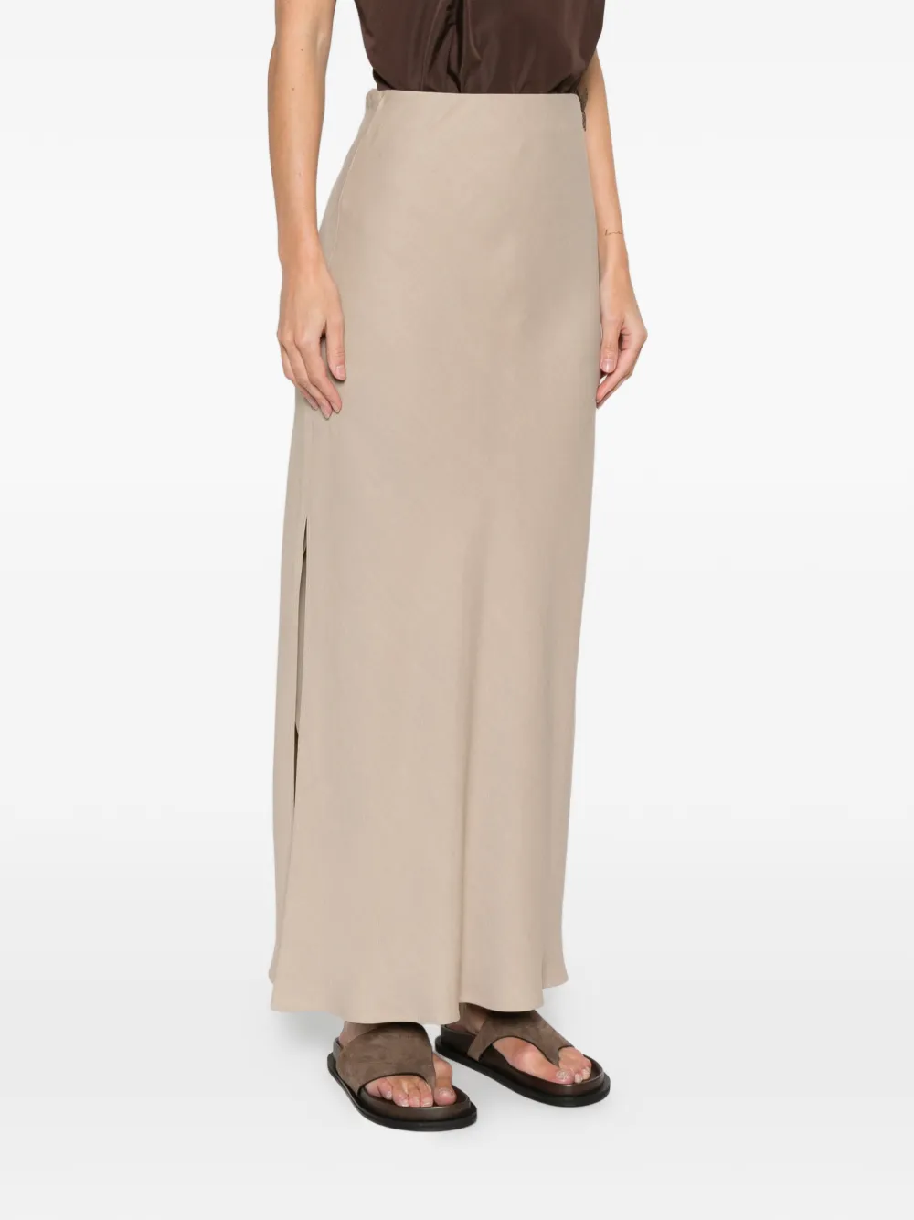 Brunello Cucinelli Side Slit Straight Skirt - Neutrals 