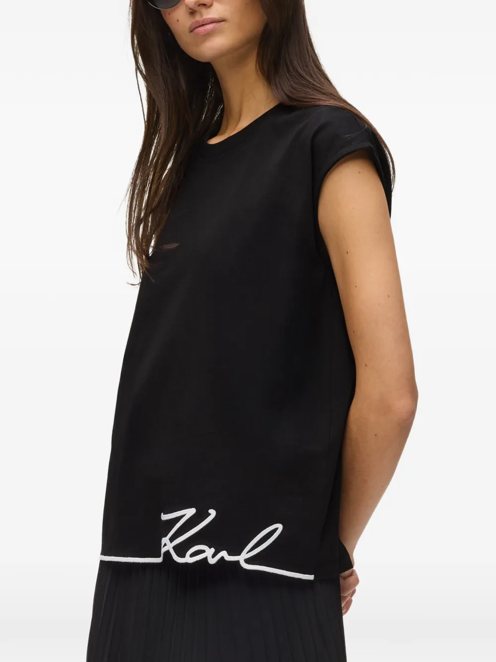 Karl Lagerfeld Tanktop met kenmerkende afwerking Zwart