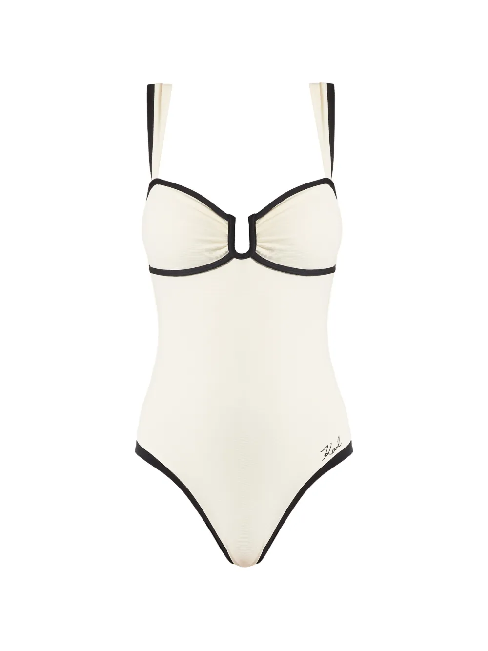 Karl Lagerfeld signature piped swimsuit - Nude