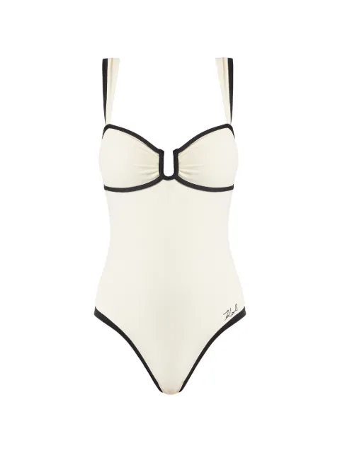 Karl Lagerfeld signature piped swimsuit