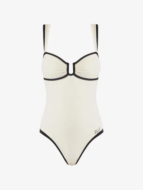 Karl Lagerfeld signature piped swimsuit