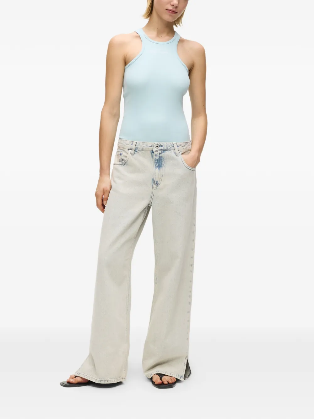 Slit-Hem Jeans
