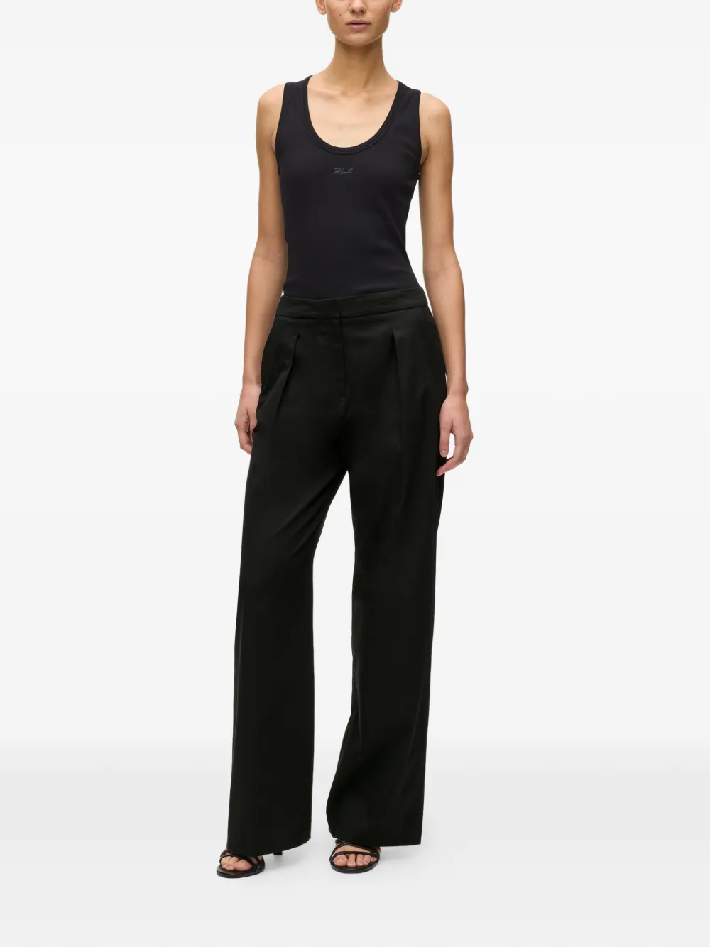 Karl Lagerfeld x Amber Valletta pantalon met structuur Zwart