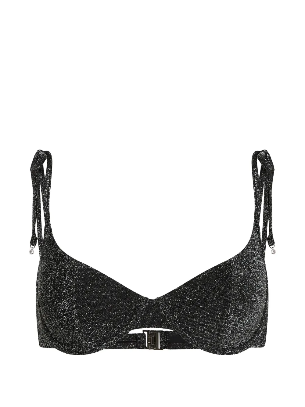 Karl Lagerfeld Signature lurex bikinitop met beugel Zwart