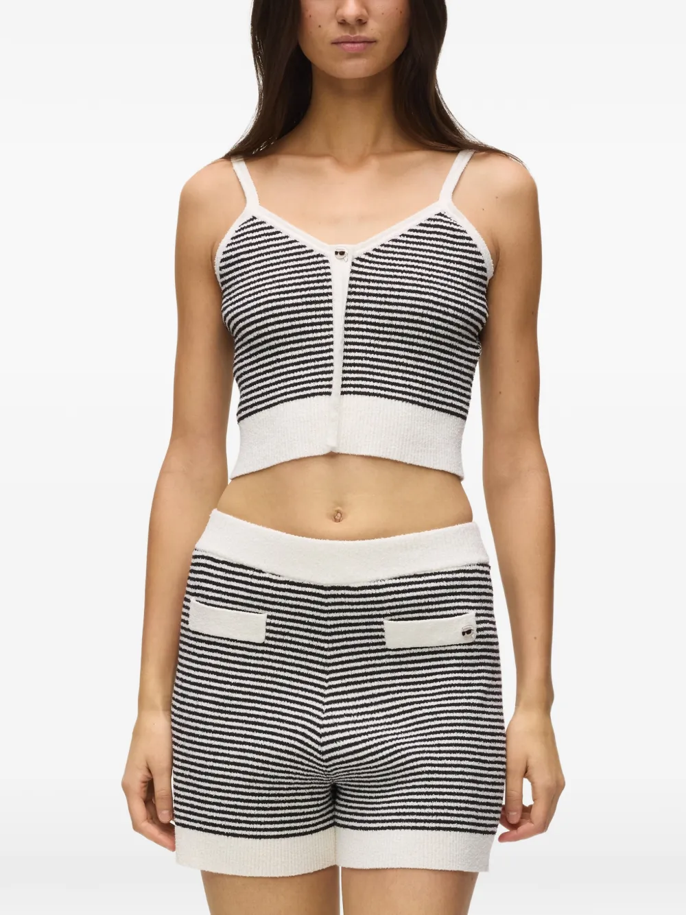 Karl Lagerfeld Ikon gestreepte gebreide top Wit