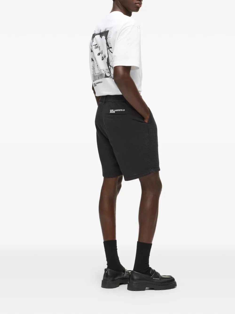 Karl Lagerfeld Jeans Gekreukte shorts Zwart