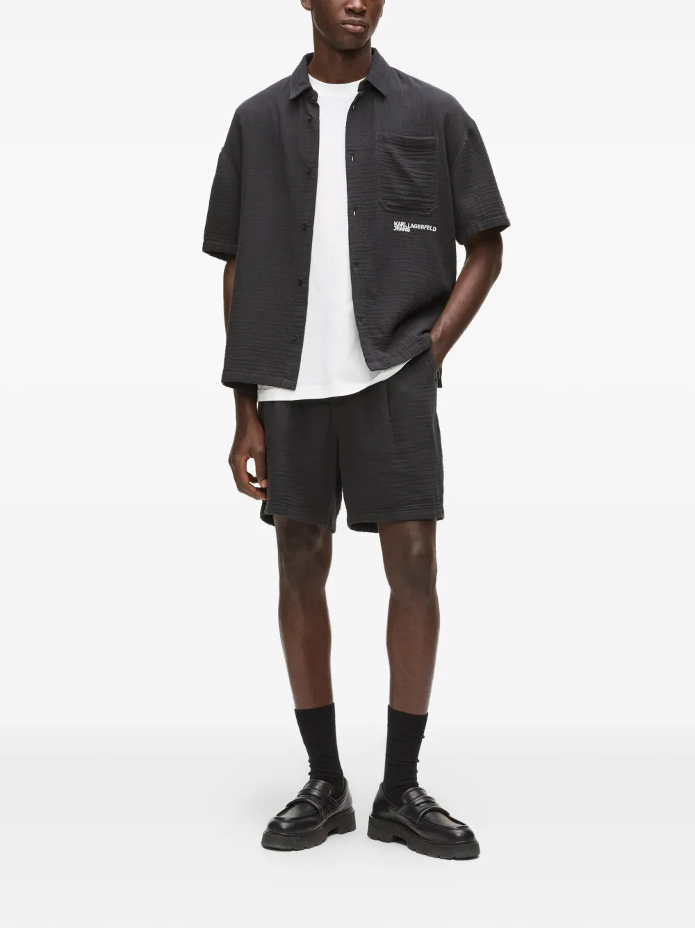 Karl Lagerfeld Jeans Gekreukte shorts Zwart