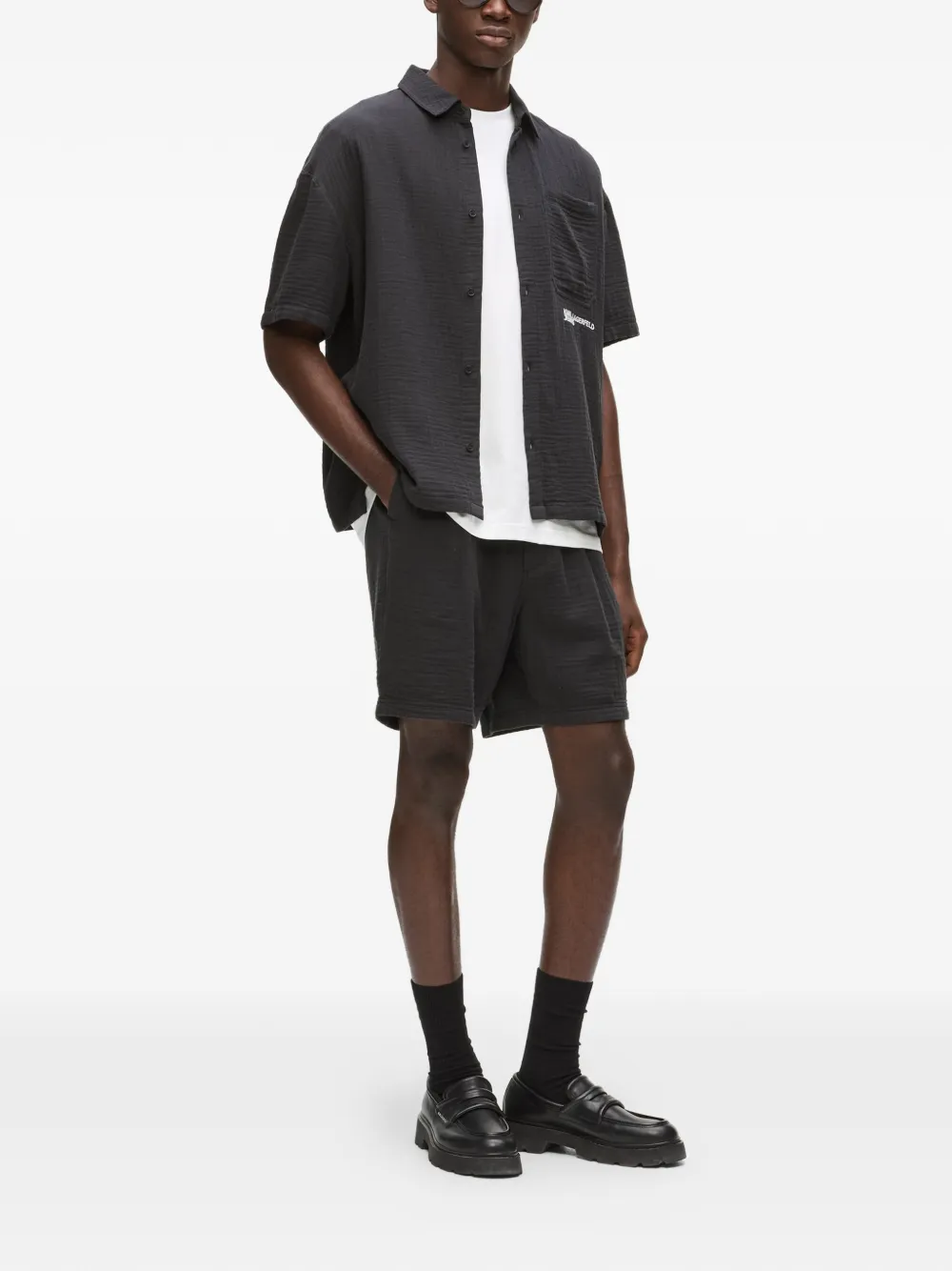 Karl Lagerfeld Jeans Gekreukte shorts Zwart