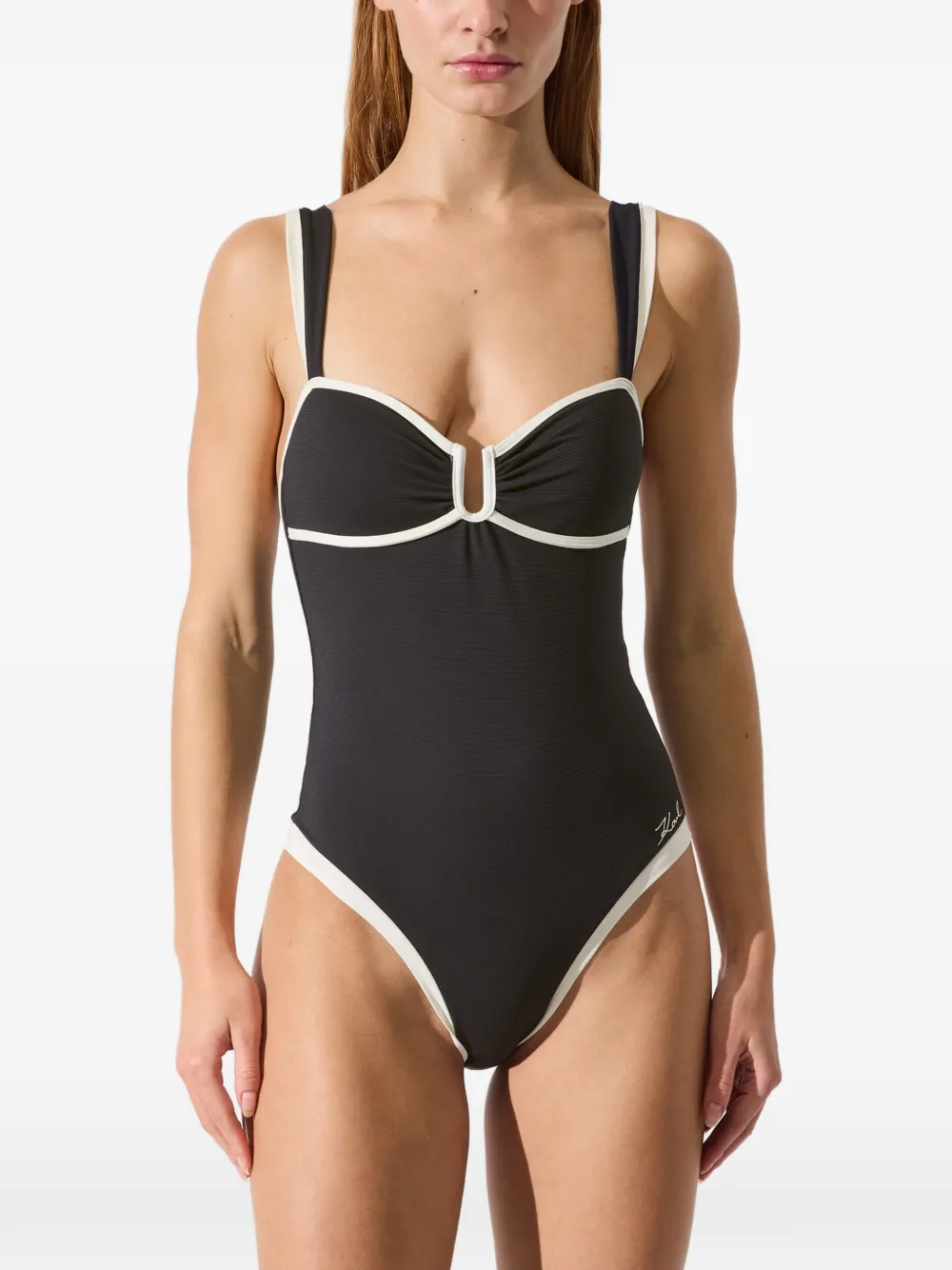 Karl Lagerfeld Signature cheeky badpak Zwart