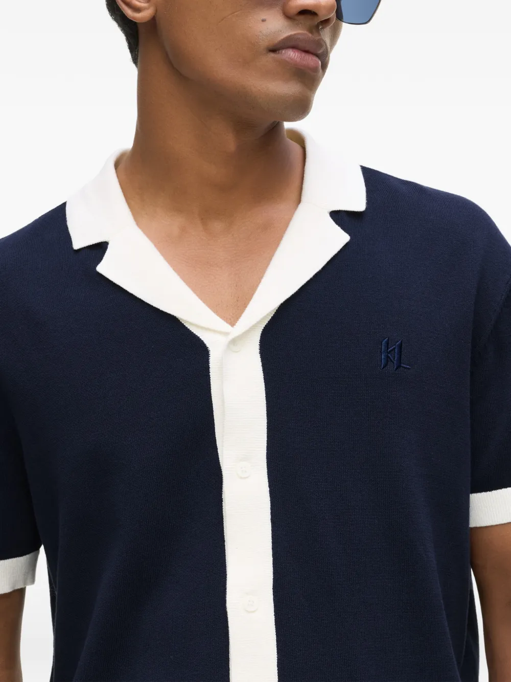 Karl Lagerfeld Resort poloshirt met knopen Blauw