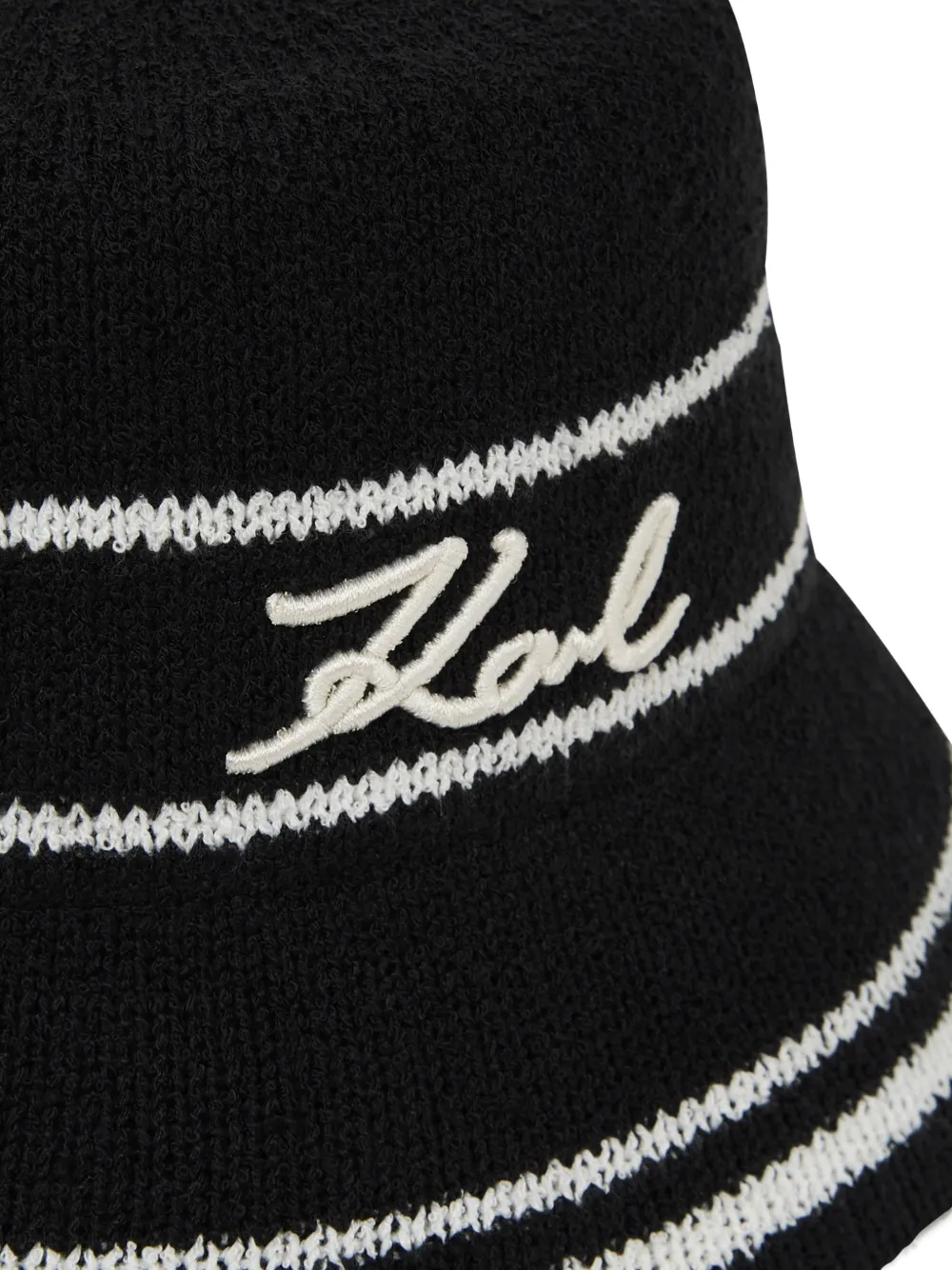 Karl Lagerfeld Striped Signature Bucket Hat | Black  display picture 2