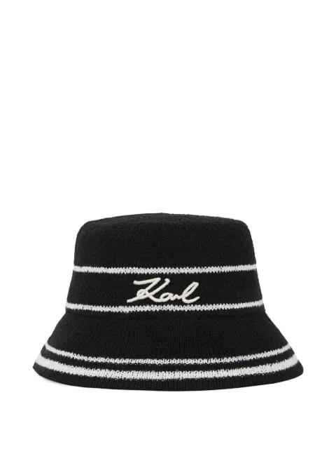 Karl Lagerfeld striped signature bucket hat