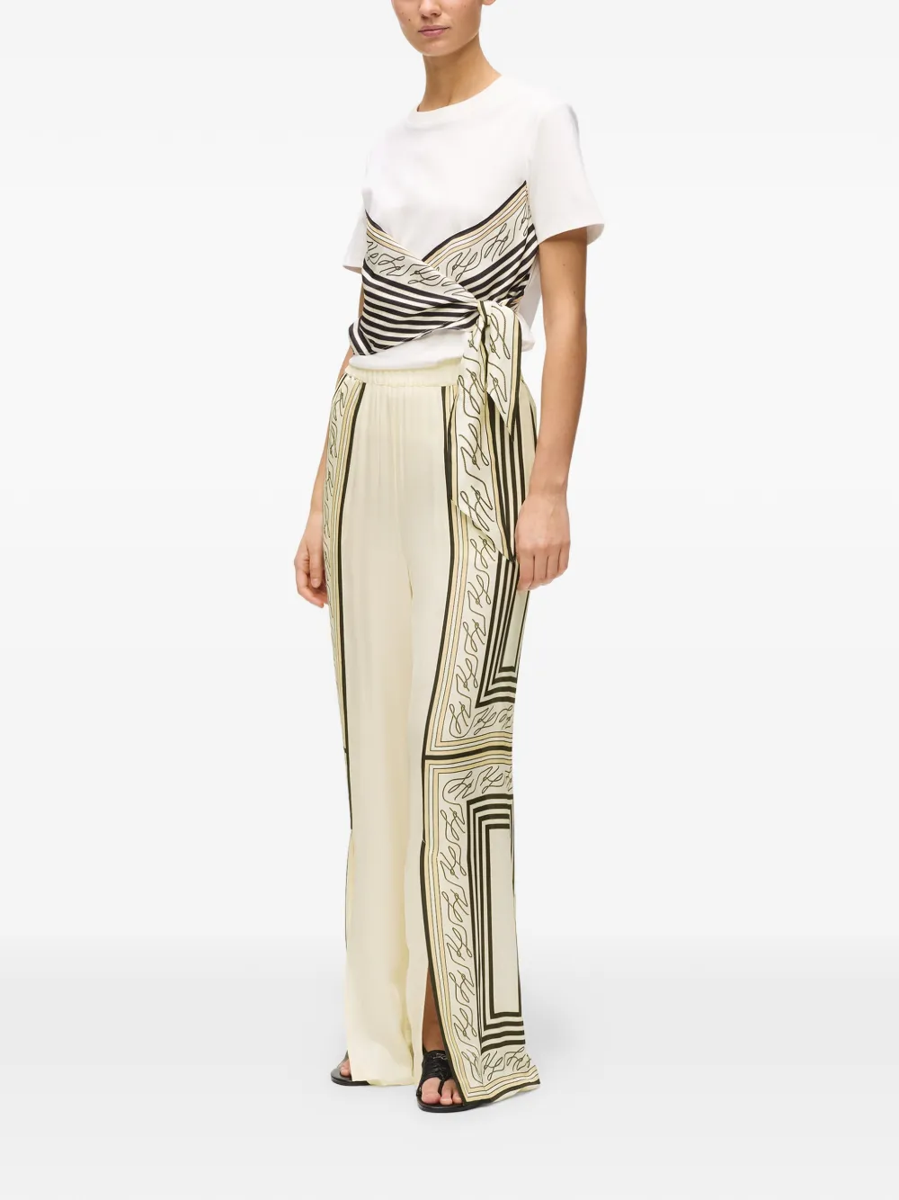 Karl Lagerfeld Print-detail Palazzo Pants - Neutrals 