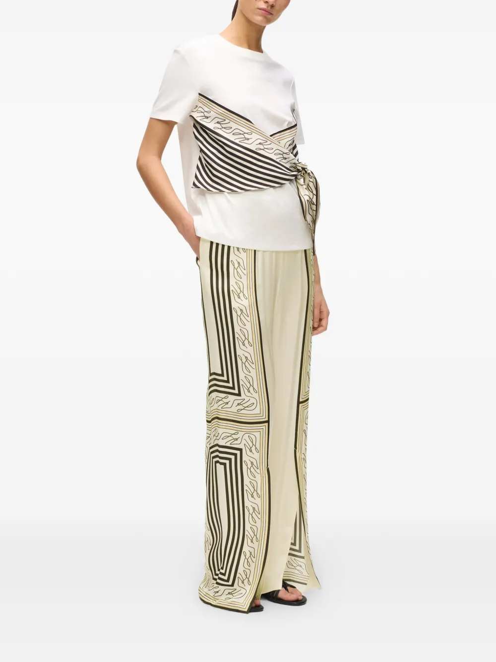  Karl Lagerfeld Print-detail Palazzo Pants - Neutrals 