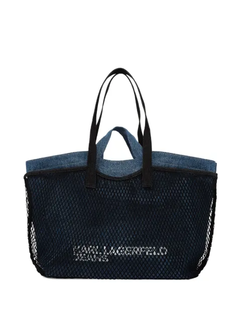 Karl Lagerfeld Jeans tote de mezclilla con doble malla