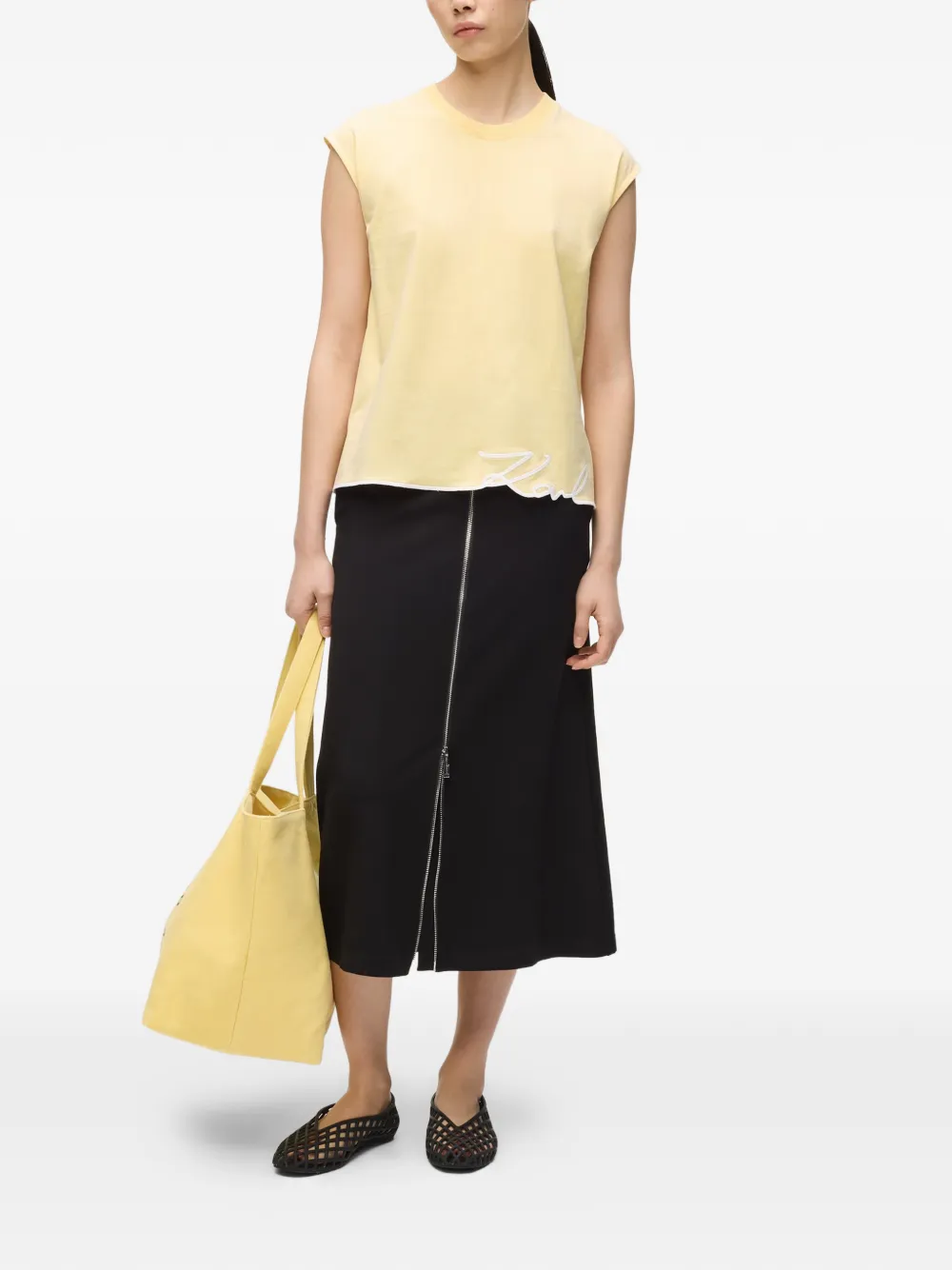 Karl Lagerfeld Tanktop met kenmerkende afwerking Geel