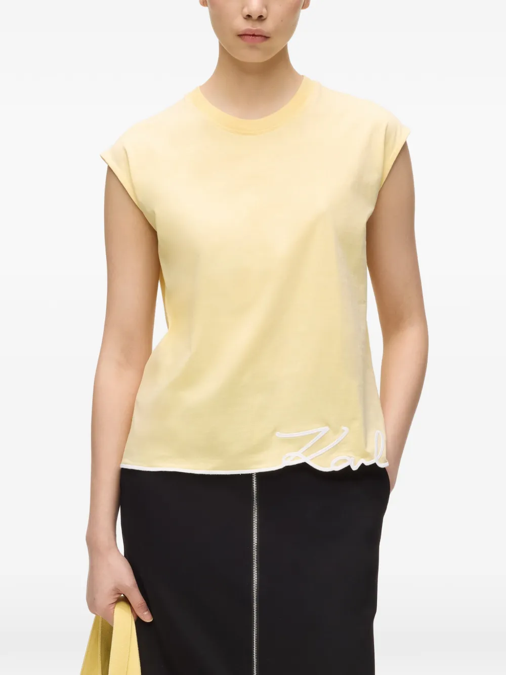 Karl Lagerfeld Tanktop met kenmerkende afwerking Geel
