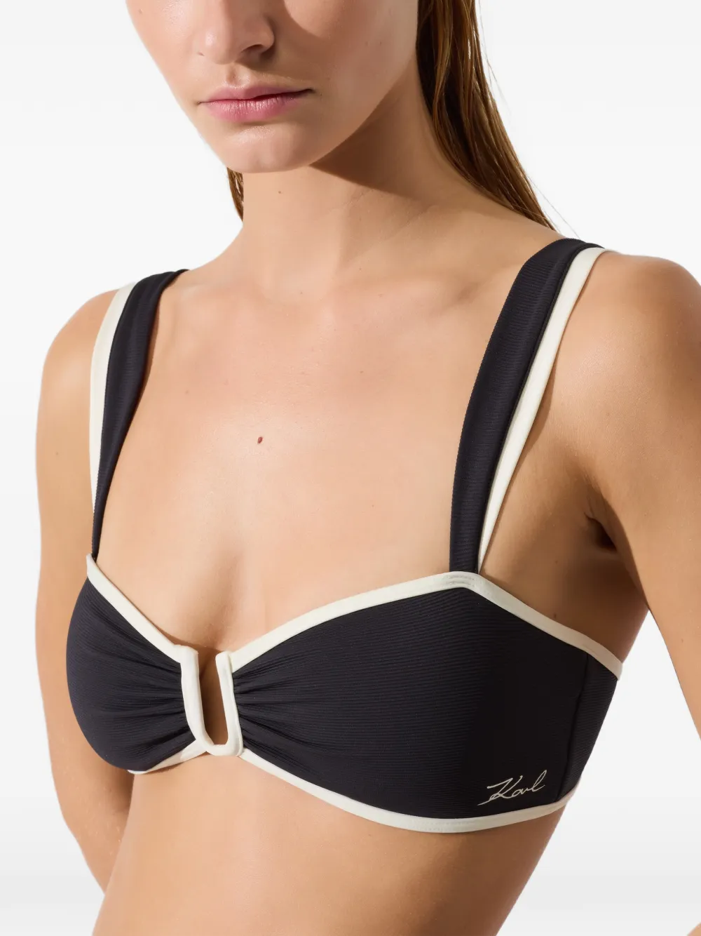  Karl Lagerfeld Signature Bandeau Bikini Top - Black 
