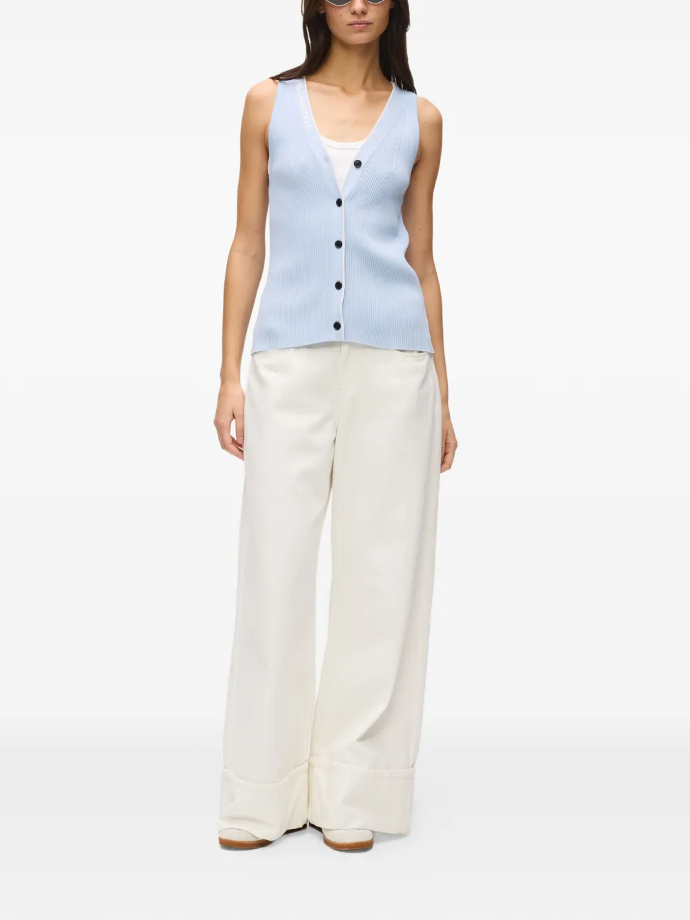 logo-detail sleeveless cardigan