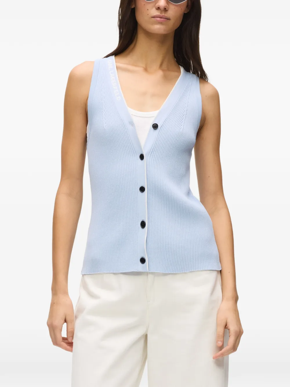 logo-detail sleeveless cardigan