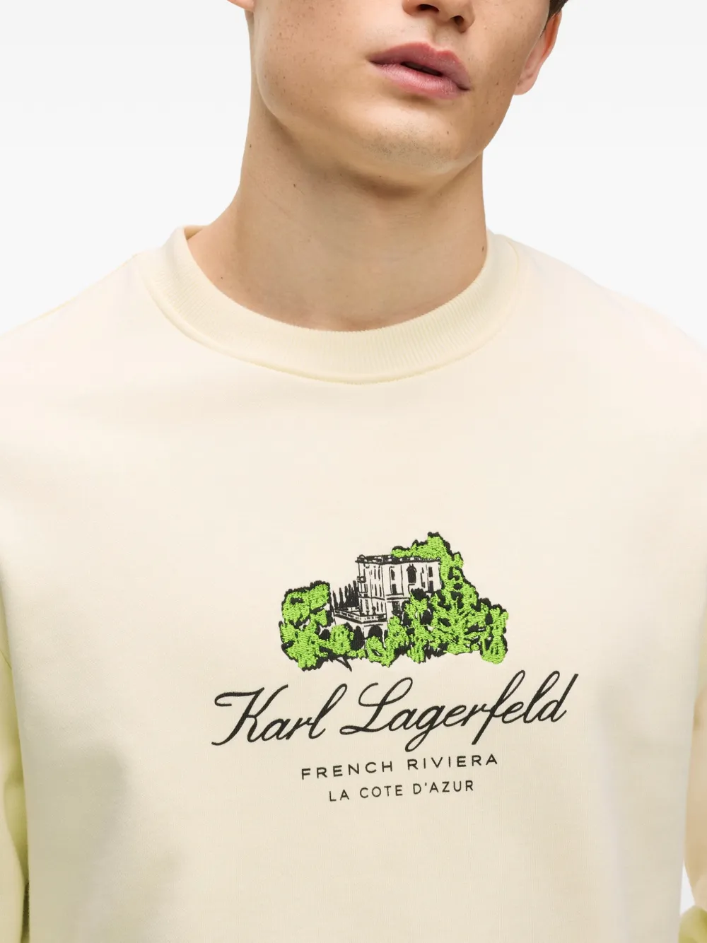 Karl Lagerfeld Villa La Vigie sweater met grafische print Beige