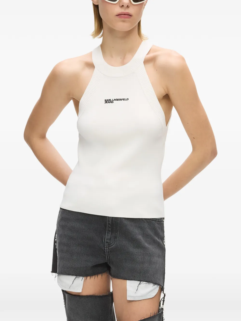 Karl Lagerfeld Jeans Tanktop met logo Wit