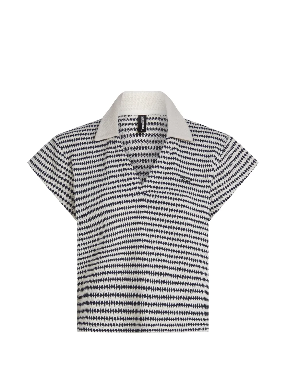 Karl Lagerfeld Gehäkeltes Poloshirt mit Streifen - Weiß