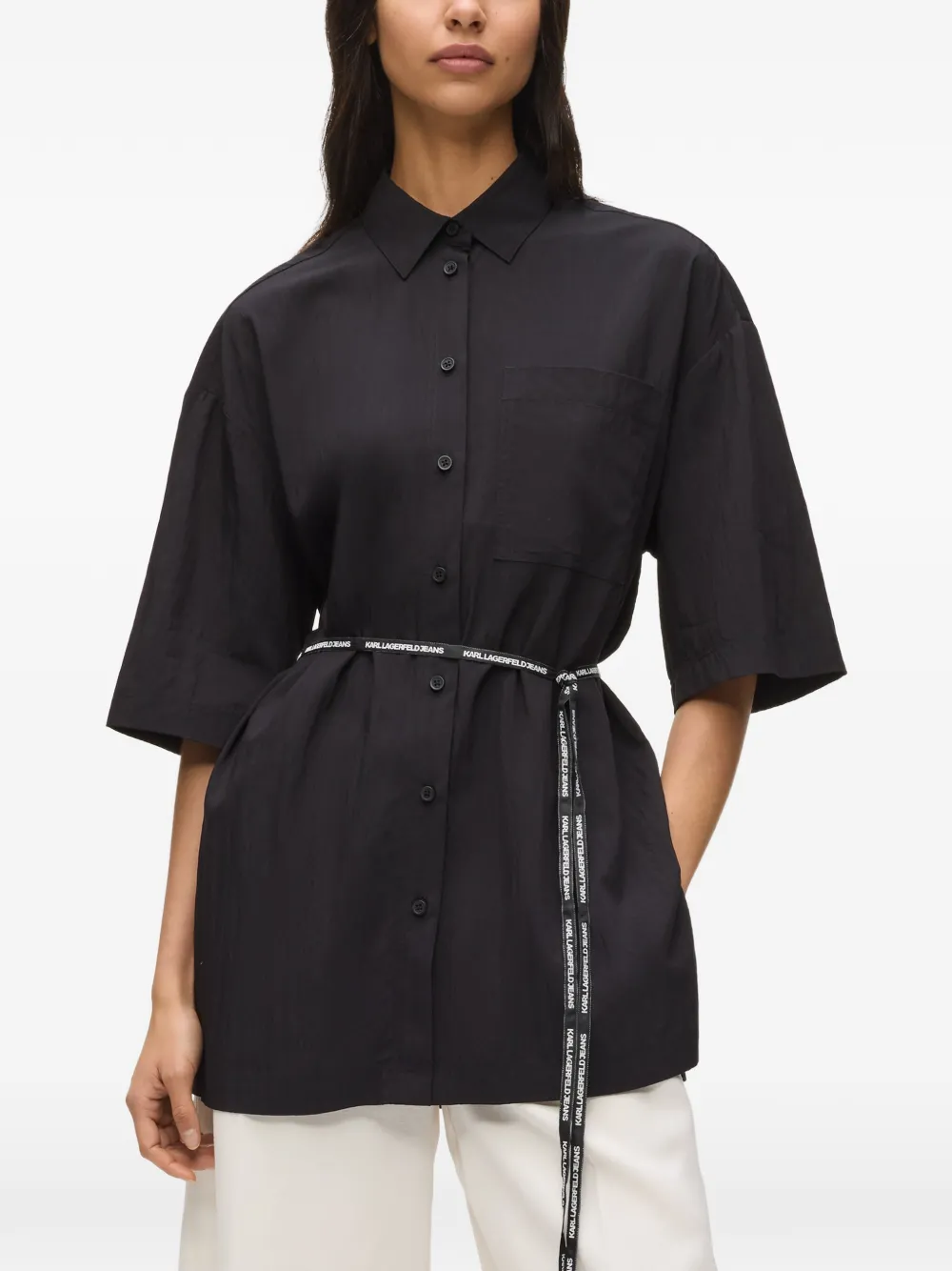 Karl Lagerfeld Jeans Blouse met korte mouwen Zwart