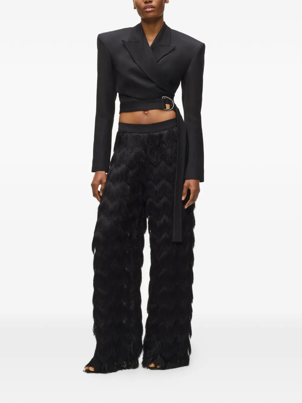 Karl Lagerfeld Karl Studios broek met franje en logodetail Zwart