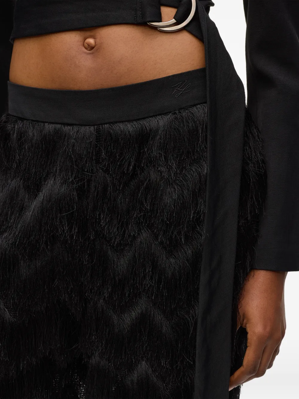 Karl Lagerfeld Karl Studios broek met franje en logodetail Zwart