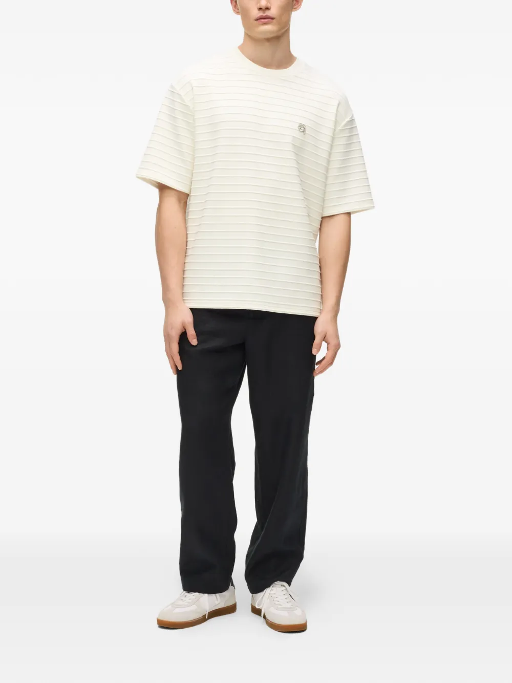 Karl Lagerfeld Icon Structure gestreept T-shirt Beige