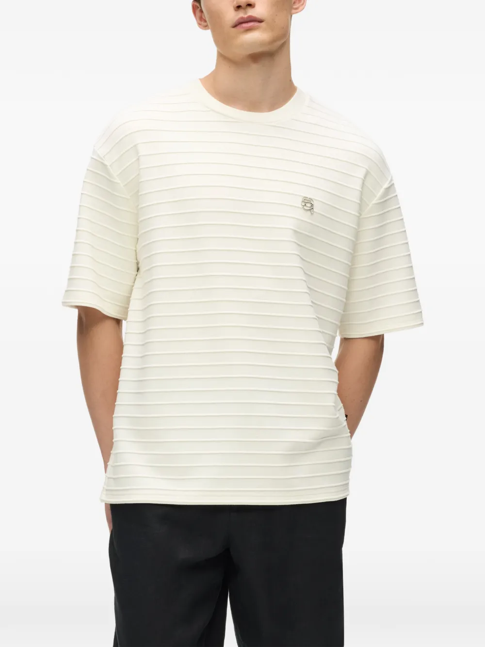 Karl Lagerfeld Icon Structure gestreept T-shirt Beige