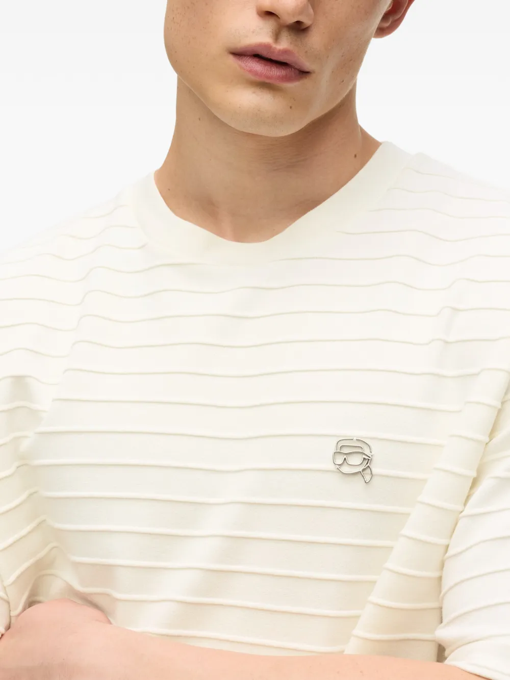 Karl Lagerfeld Icon Structure gestreept T-shirt Beige