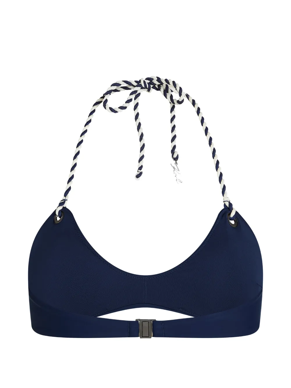 Karl Lagerfeld Signature nautische bandeau bikinitop Blauw