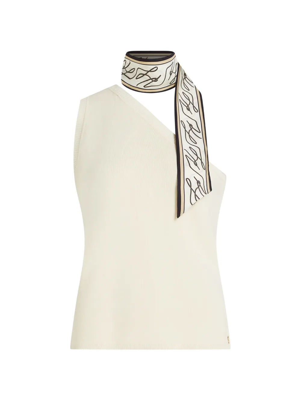 Karl Lagerfeld Top monospalla con dettaglio foulard - Toni neutri