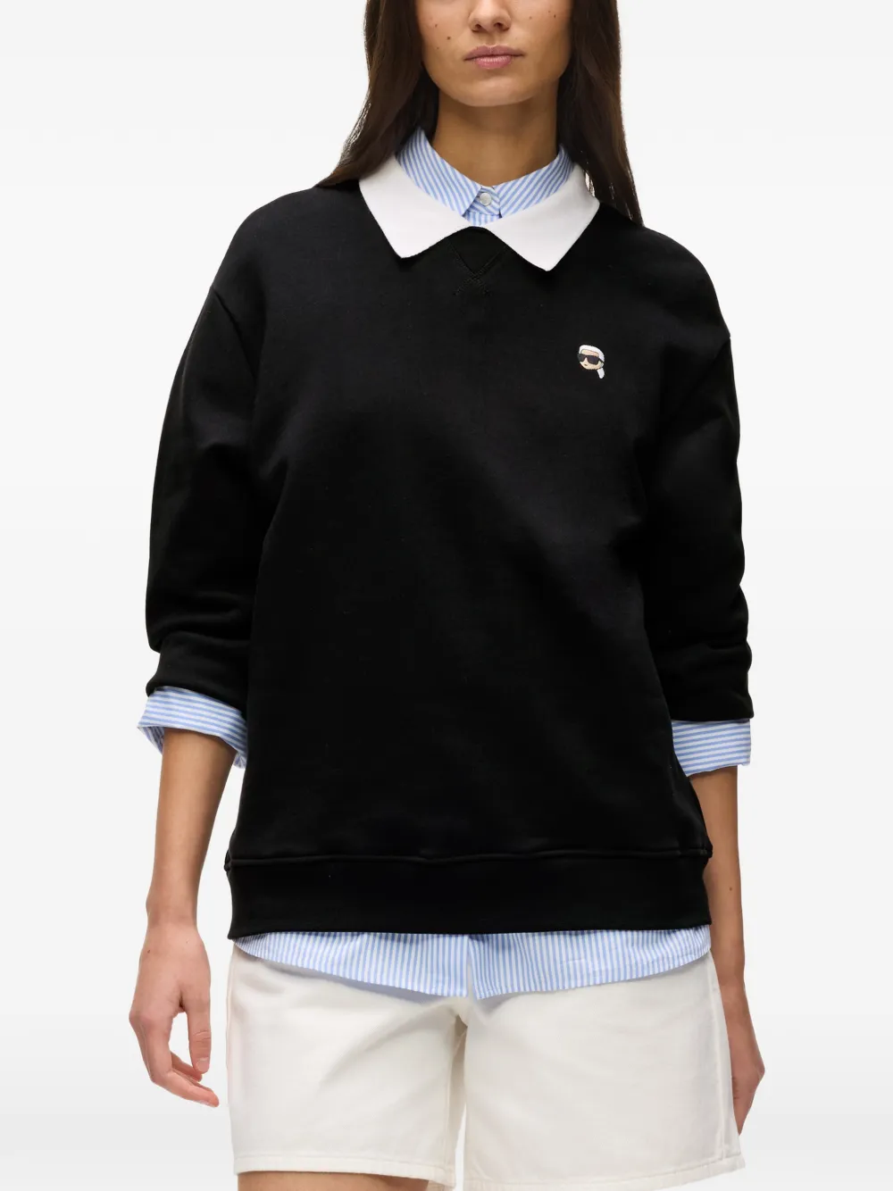 Karl Lagerfeld Ikon sweater met kraag Zwart