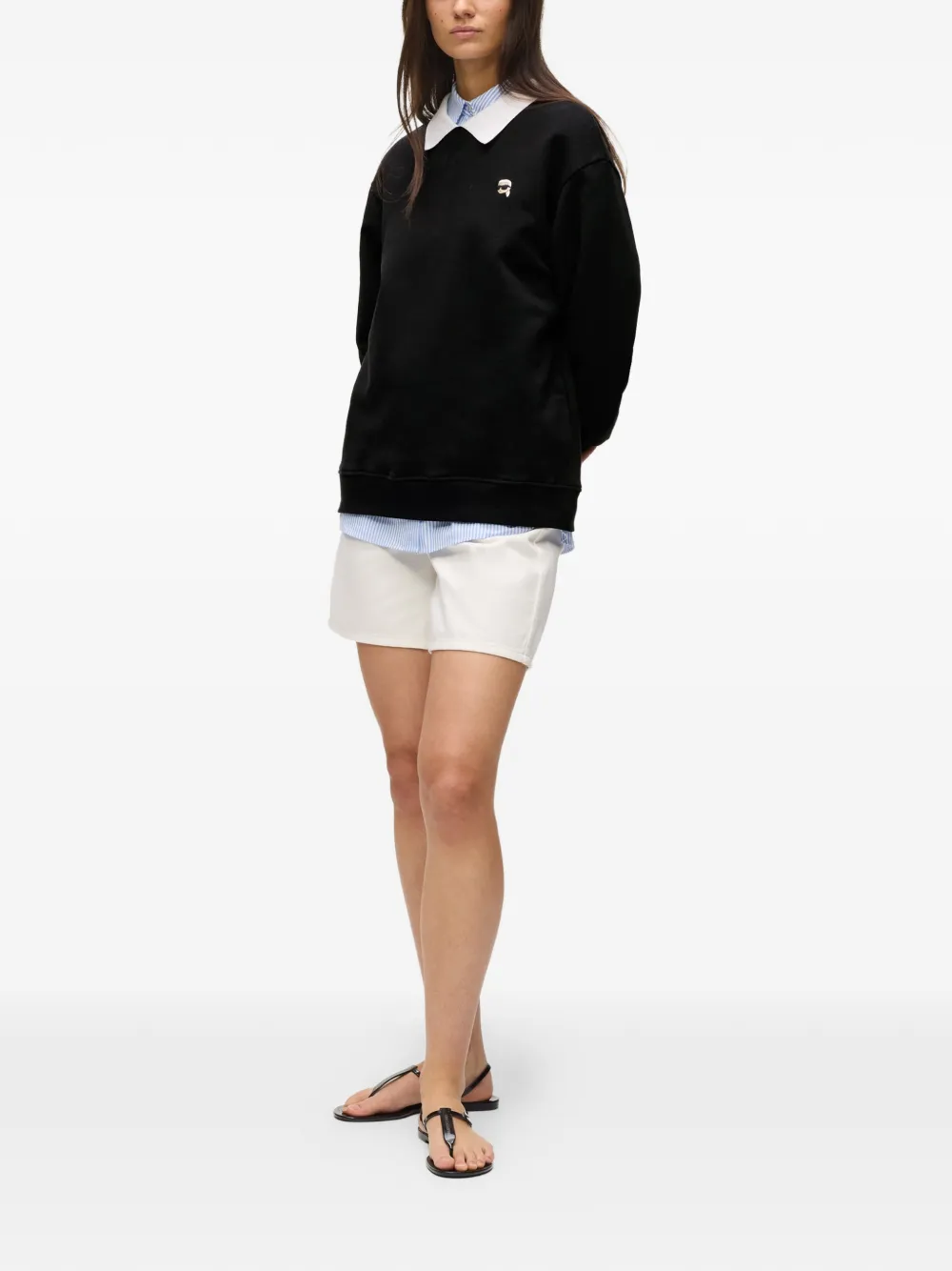 Karl Lagerfeld Ikon sweater met kraag Zwart